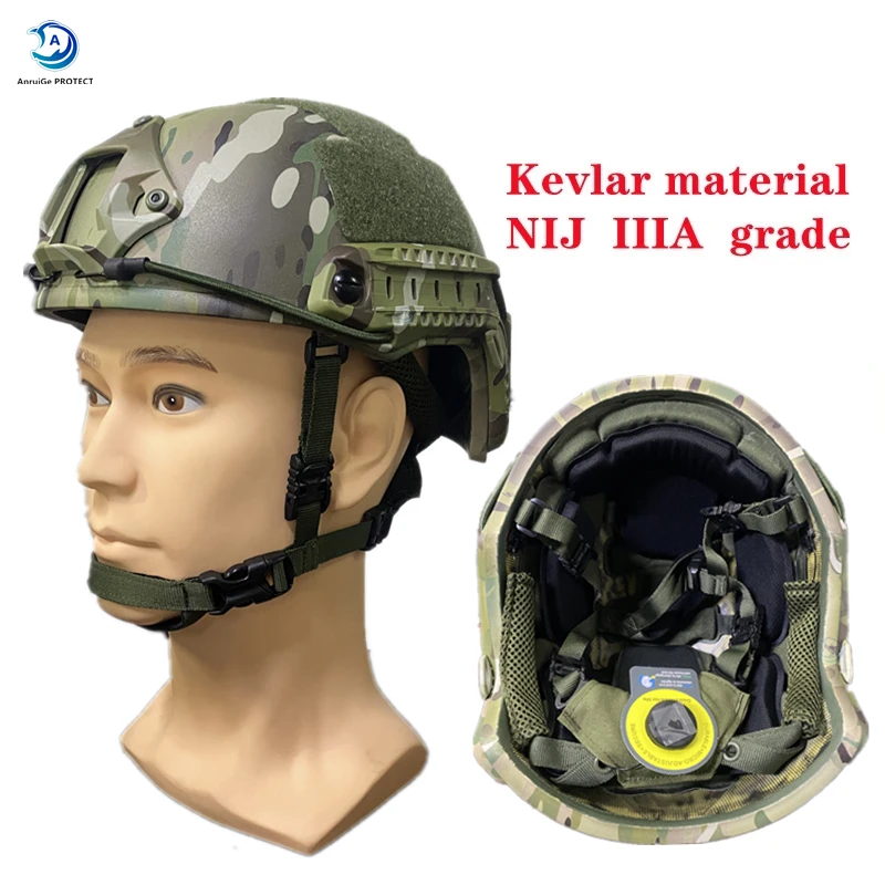 Kevlar fast ballistic helmet, MC ballistic camouflage helmet, NIJ IIIA, Wendy class suspension lining, bulletproof