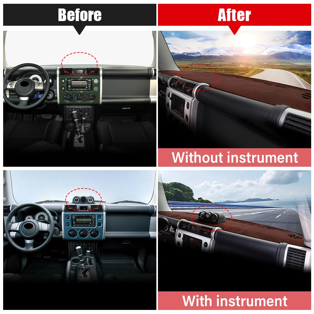 

Car Dashboard Cover Instrument Panel Carpets For Toyota FJ Cruiser 2006-2013 2014 2015 2016 2017 2018 2019 2020 2021 2022 2023