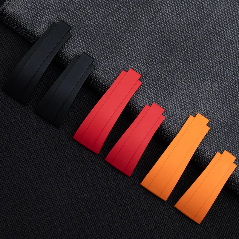 إدراج الصفائح المعدنية الملونة 18 مللي متر FKM الفلوروروبر حزام الساعات ل رولكس حزام يخت ماستر 37 مللي متر النساء 268655   الملحقات