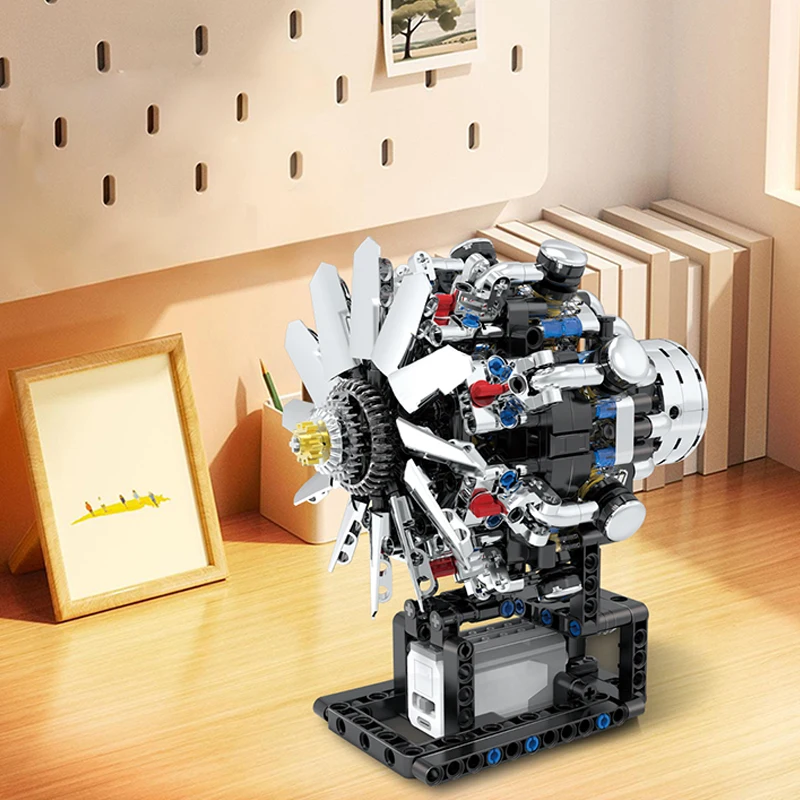 Nuevos bloques de construcción de motor de combustión interna de motor de avión V8, kits educativos de potencia de modelo de simulación, regalos para niños