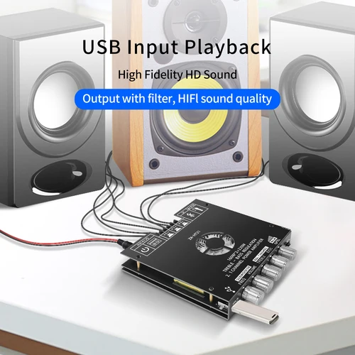 Imagen 2 del producto Módulo de placa amplificadora de potencia Digital Bluetooth TDA7498E160W + 160W + 220W amplificador de subwoofer de tono alto y bajo AUX/USB ZK-HT21