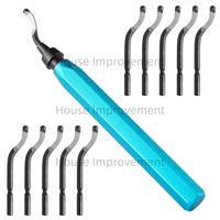 Deburring Tool Set with 11pcs High Speed Steel Swivel Blades Burr Removal Tool for Metal Resin PVC Pipes Copper Plastic Aluminum