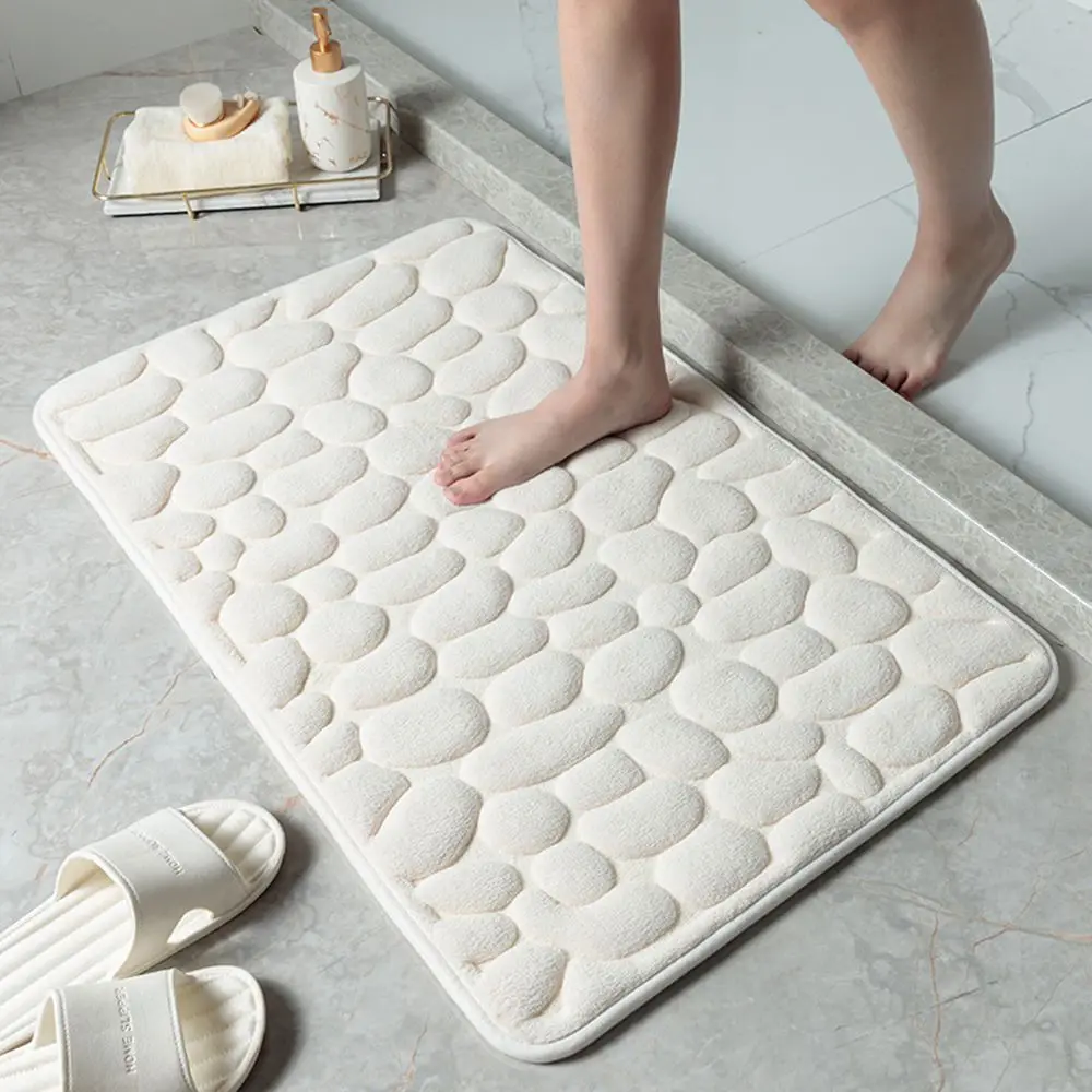 Washable Non-slip Carpets Water Absorption Bath Mat Cobblestone Embossed Floor Rug Doormat