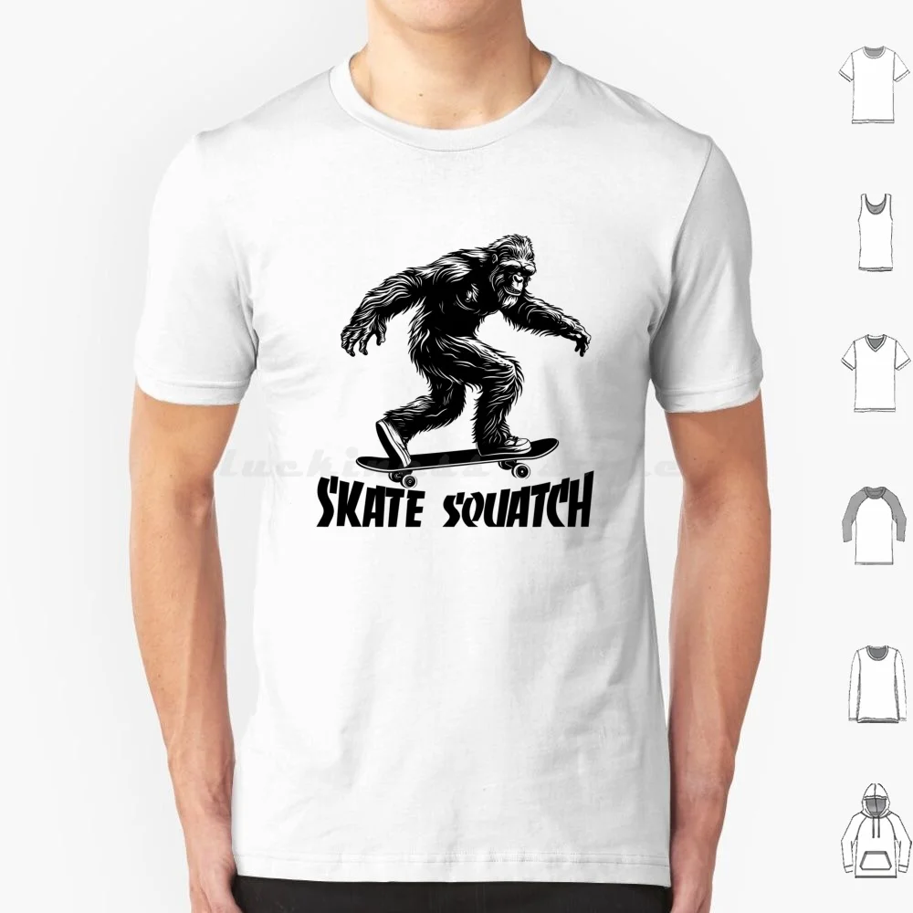 Skatesquatch T Shirt Cotton Men Women DIY Print Bigfoot Funny Sasquatch Skateboard Friendly Bigfoot