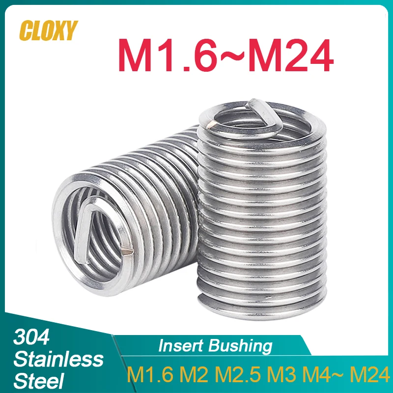 M1.6 M2 M2.5 M3.5 M4 M5 M6 M8 M10~ M24 Stainless Steel Coiled Wire Helical Bushing Set Threaded Inserts Screw Thread Repair