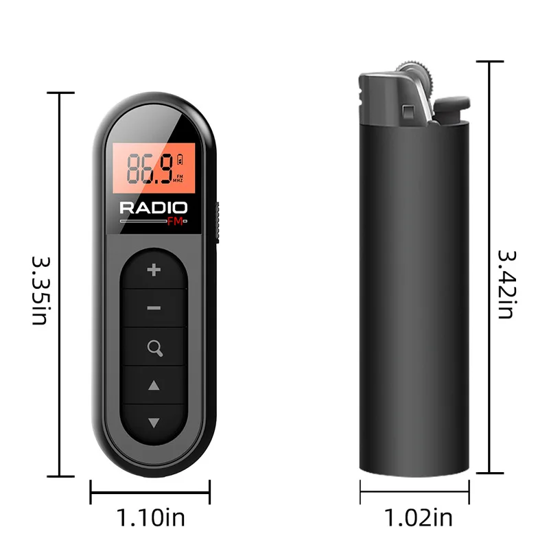 Mini ricevitore radio portatile radio FM tascabile con display LCD retroilluminato Antenna ricevente per cuffie da 3,5 mm Ricarica di tipo C