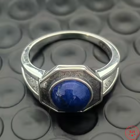 Real Pure S925 Silver Mikaelson "The Vampire Diaries" Original Ring for Man and Woman Natural Lapis Lazuli Fashion Jewelry