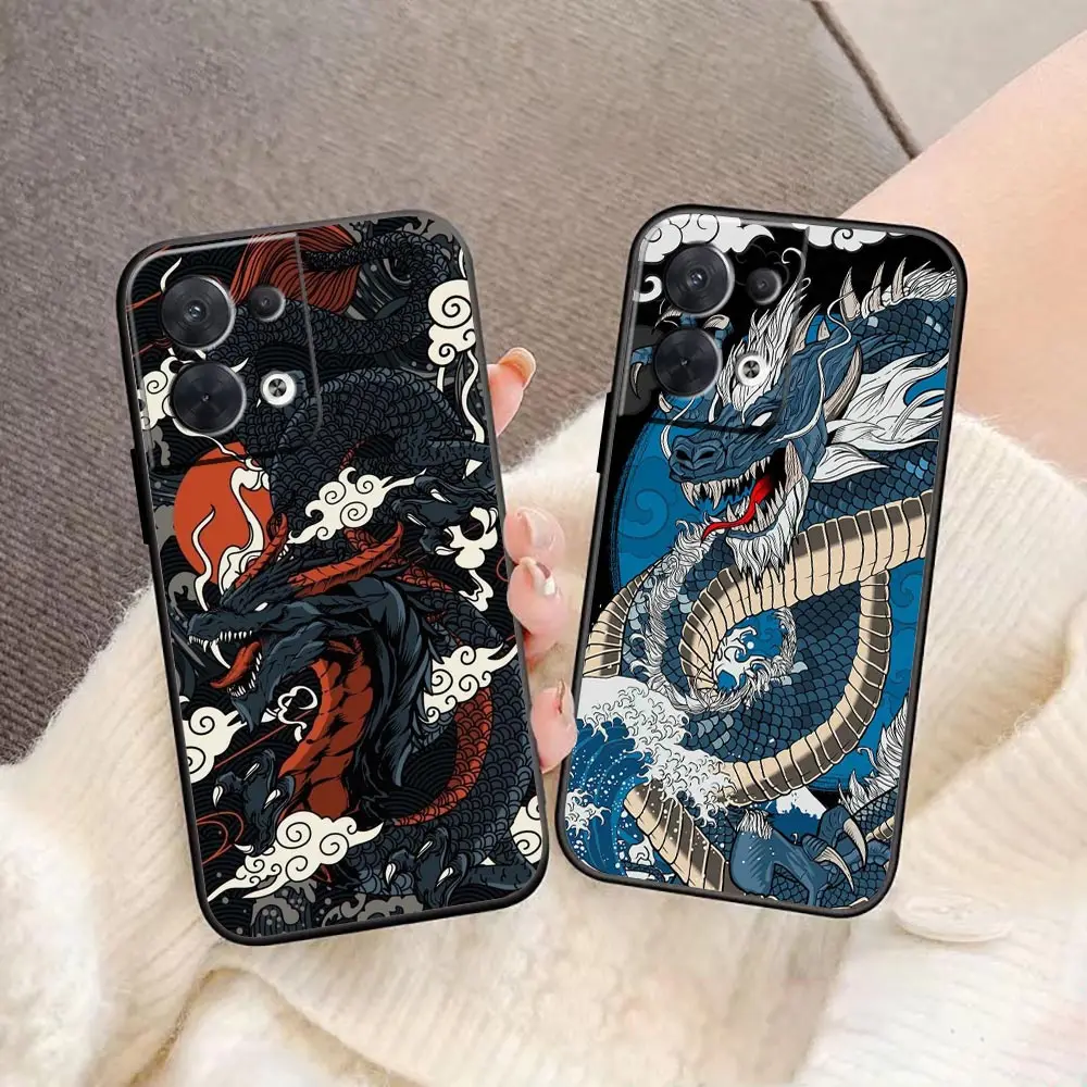 Symbol Of Dragon And Tiger Phone Funda Coque Case For OPPO FIND X5 X3 X6 RENO 10 8 7 7Z 2Z 6 6Z 5 4 Lite Pro Plus 5G Case Shell