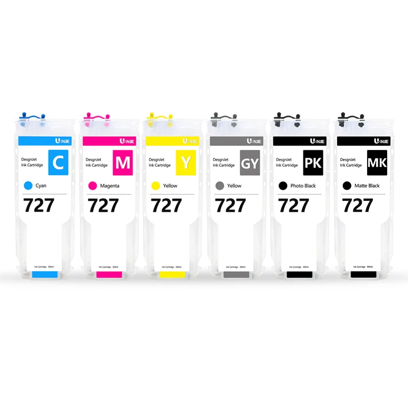 300ml 727 Refillable Ink Cartridge for HP 727 for HP DesignJet T920 T930 T1500 T1530 T2500 T2530 Printers with Permanent Chip