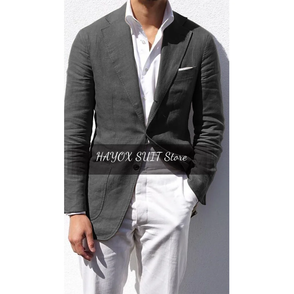 Men's Suit Jacket Linen Cotton Fabric Elegant Men's Slim Suit Summer Thin Comfortable Breathable Commuting Leisure Fashion Work