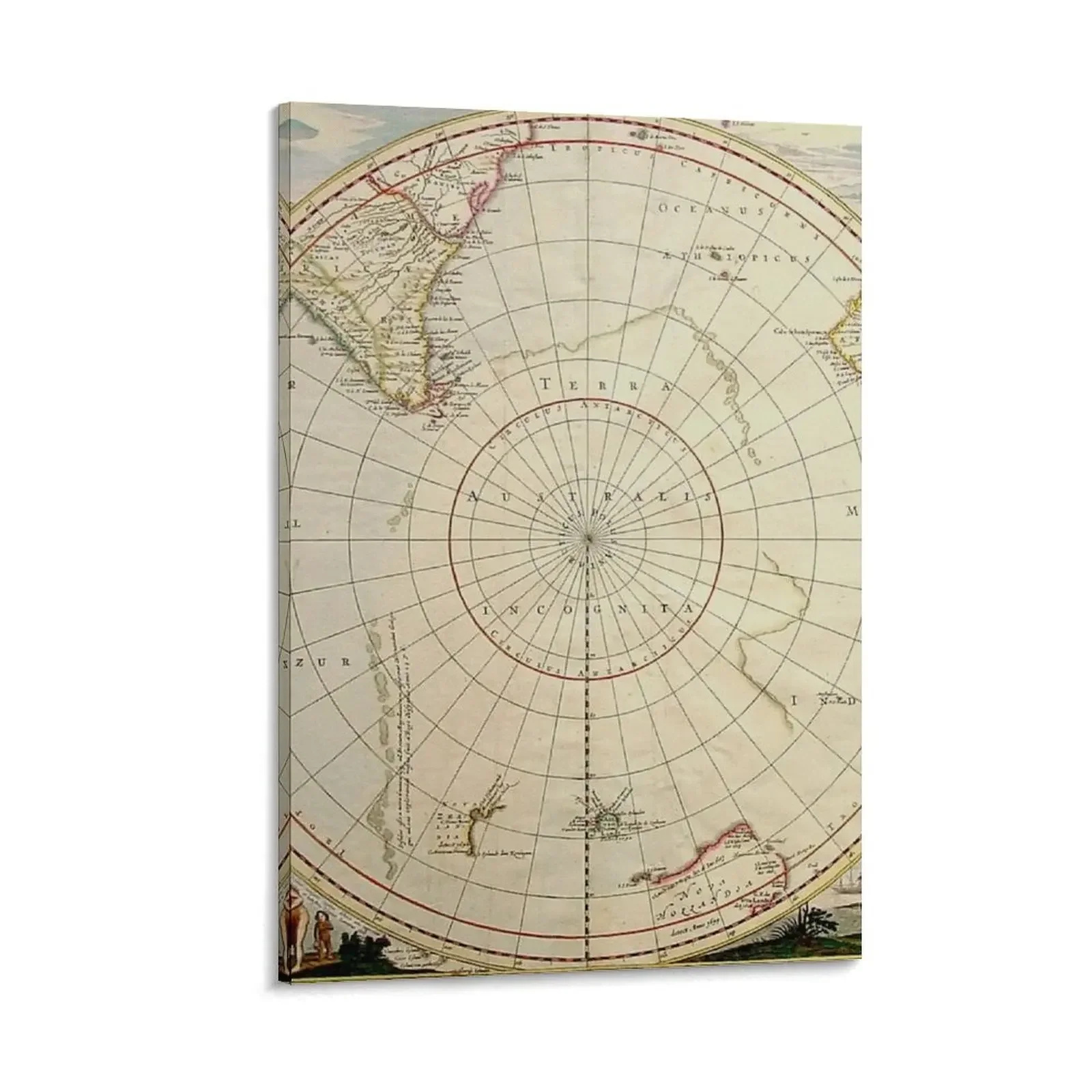 

Terra Australis map Canvas Painting nordic home decor art Wall decoration frame bedroom decoration
