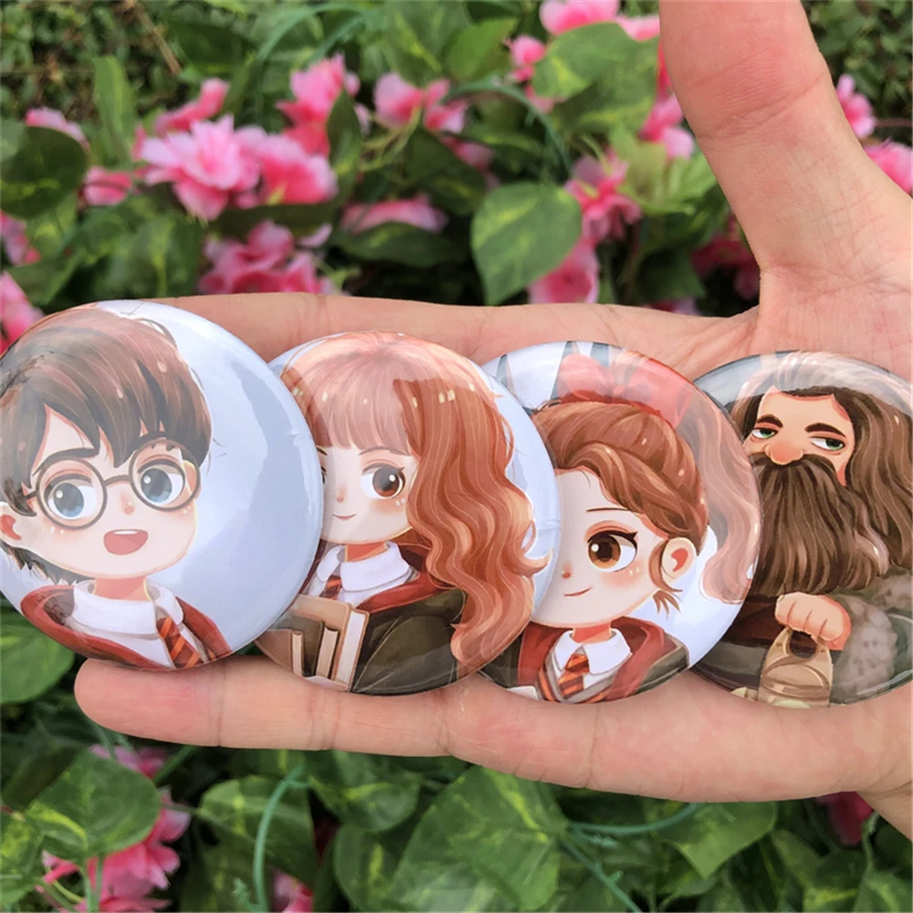 58mm Game Harry Potter Hermione Granger Rubeus Hagrid Cosplay Badge Pin SPTE Tinplate Brooch Accessories