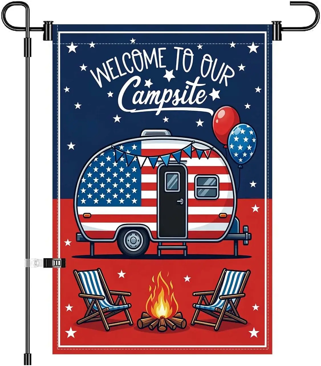 12x18in Welcome To Our Campsite Garden Flag Double Sided Outdoor Decor yyi