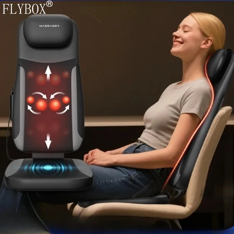 

Electric Back Massager Vibrating Cervical Massage Chair Seat Cushion for Body Shiatsu Heated Kneading Relaxarion Home Office Use