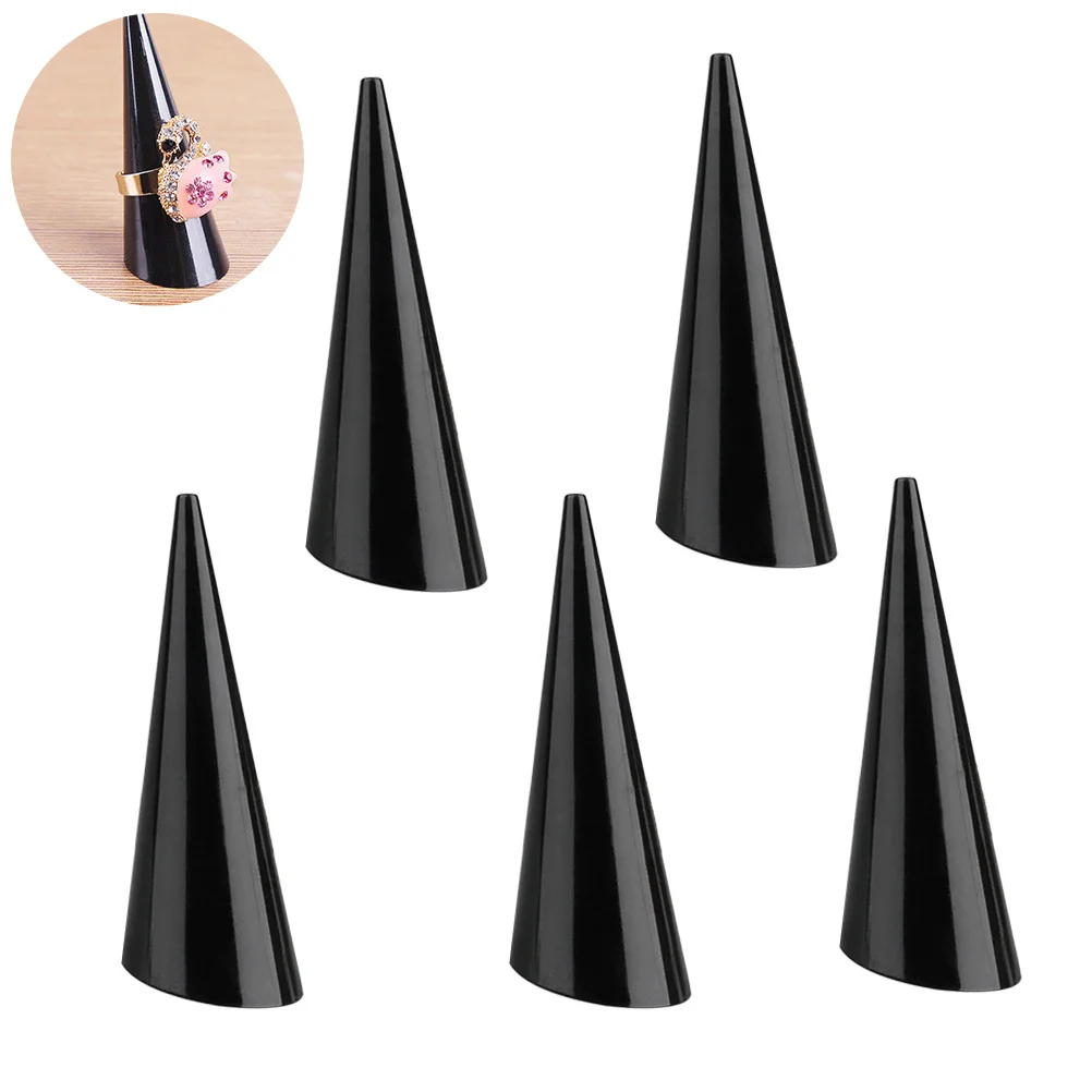 5 قطعة حامل بلاستيكي حامل مخروطي أكريليك قاعدة ناعمة مجوهرات عرض حرفي للبيع بالتجزئة حامل عرض حجم حلقة سهل #4