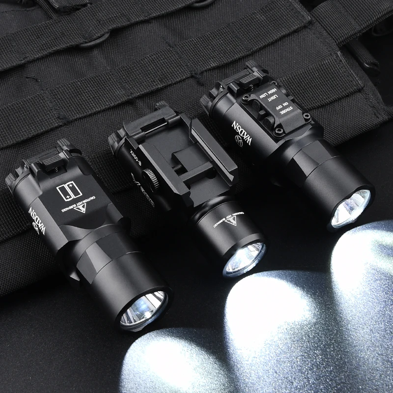 WADSN Tactical X300 Pistol Flashlight X300-B X300 Ultra LED Searchlight XU35 Strobe LED Hanging Light Bottom Metal Mount Base