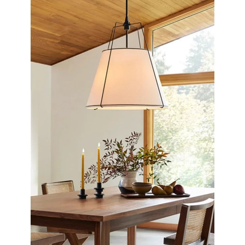 New Chinese Dining Room Chandelier Modern Creative American Table Kitchen Hanging Lamp Bedroom Fabric Restaurant Indoor Lighting