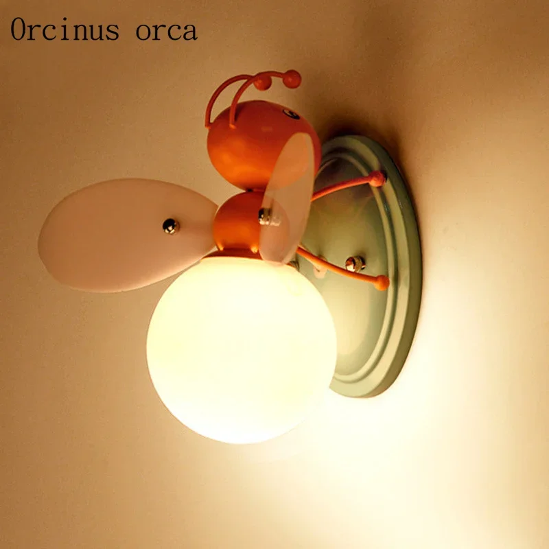 

Creative cartoon firefly wall lamp boy bedroom children room lamp modern personality LED insect wall lamp free shipping