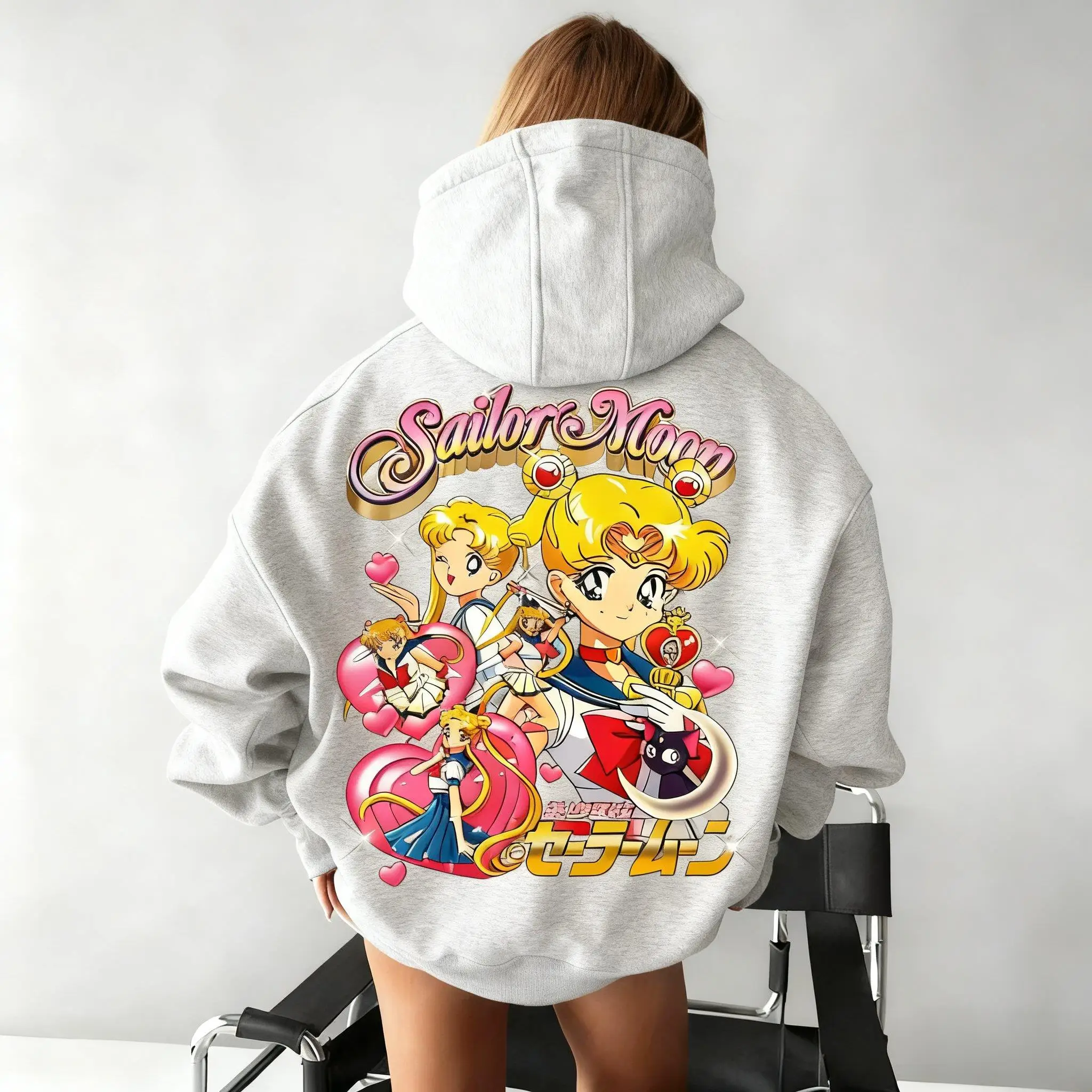 Sailor Moon Oversized Hoodie Mannen Vrouwen Sweatshirt Anime Print Casual Streetwear Cosplay Jas Lente Herfst Y2k Tops