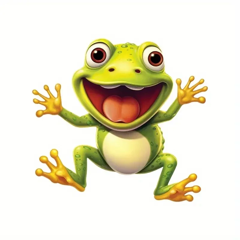 

Funny Car Sticker Green Frog Jumping Waterproof Decal Car Accessories