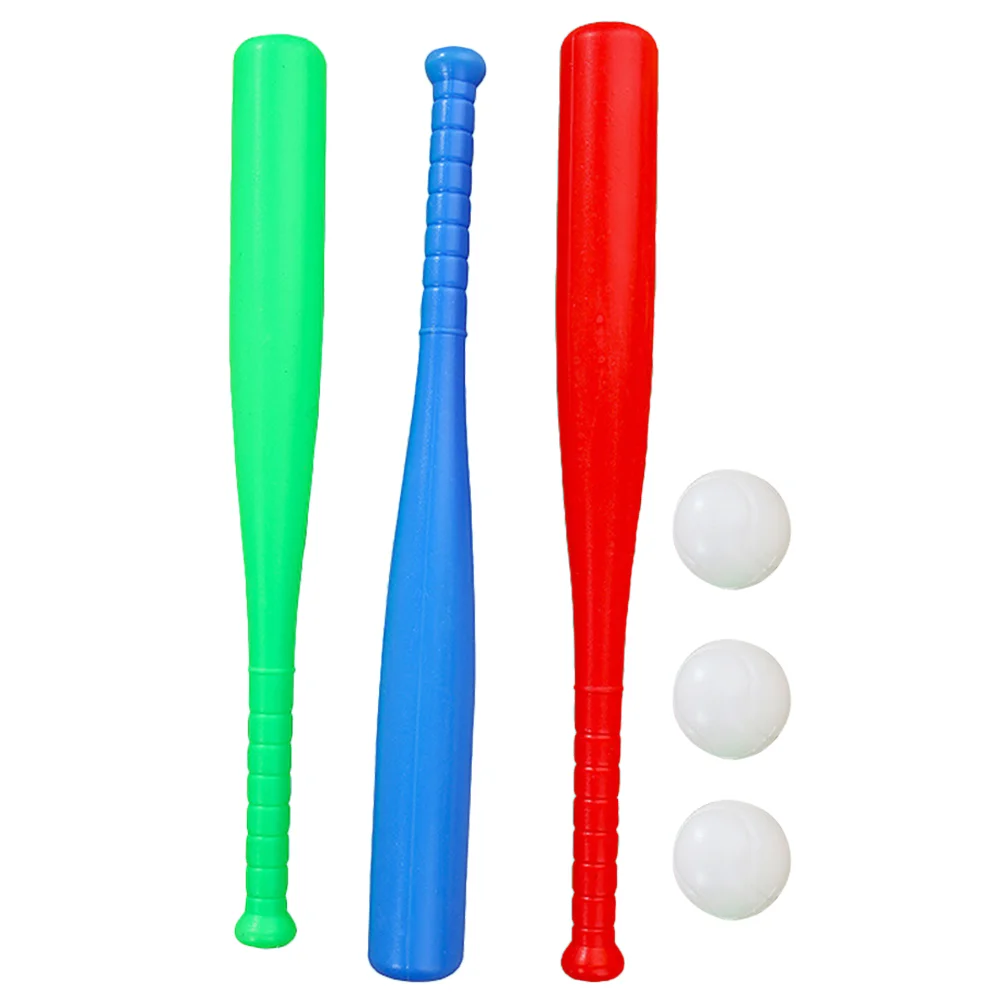 1 Set Kunststoff-Baseball-Set, beste Sport-Baseball-Set, Spielzeug-Set, Lernspielzeug für Kleinkinder (zufällige Farbe, 3 Schläger + 3 Stück Baseball).