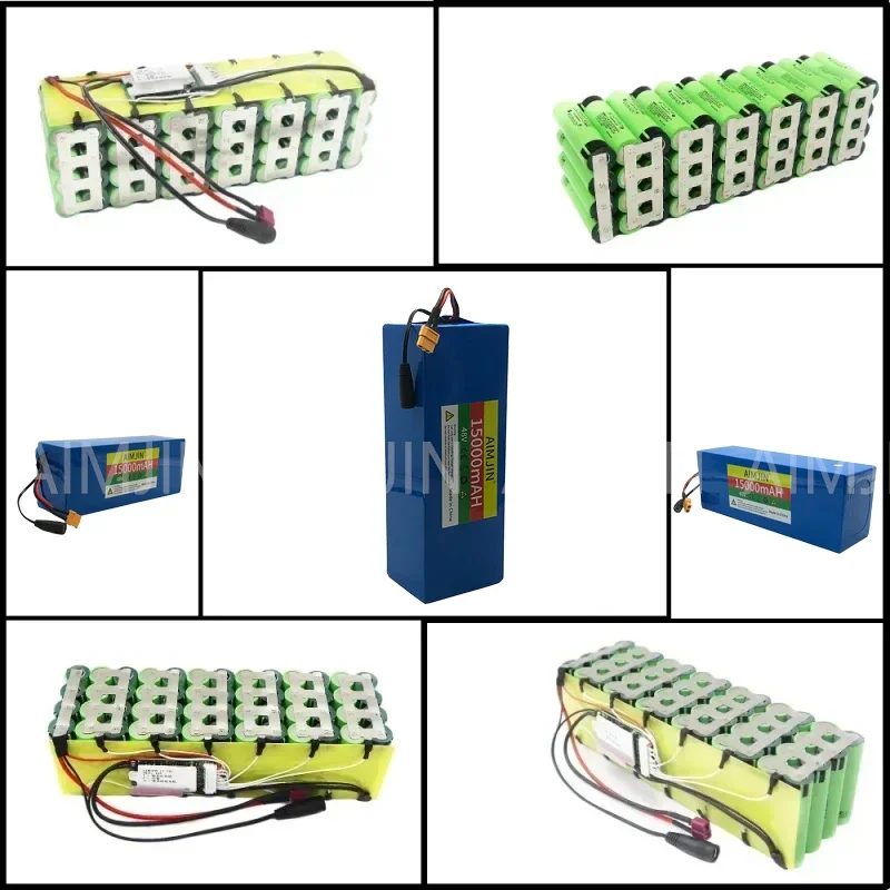 Batería de iones de litio de 48V y 15000mAh, 13S4P, 1000W, BMS, cargador de 54,6 V, enchufe T DC