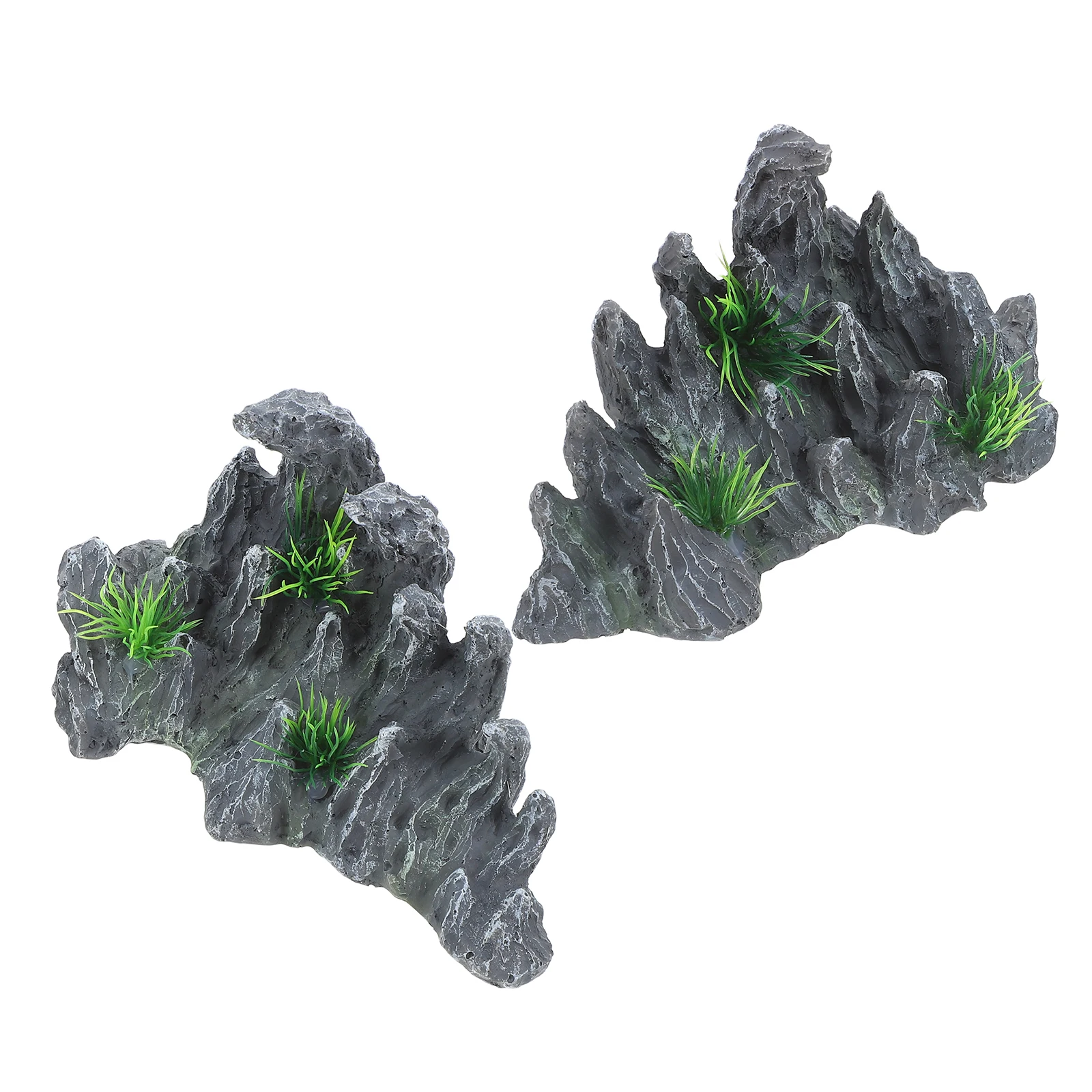 

2 Pcs Garden Mini Stone Ornament Micro Landscape Rockery Fake Stones Decor Delicate Fish Tank Decorations