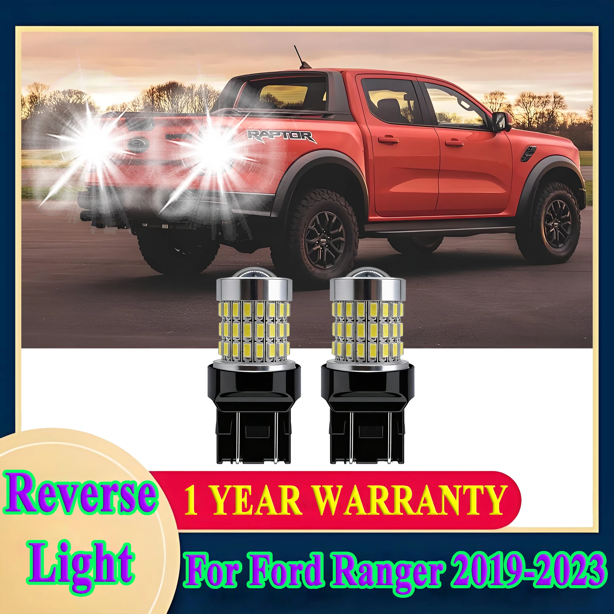 

2 шт. светодиодные лампы-проекторы 7443 Canbus для заднего хода Ford Ranger 2019-2023, суперяркие фонари заднего хода
