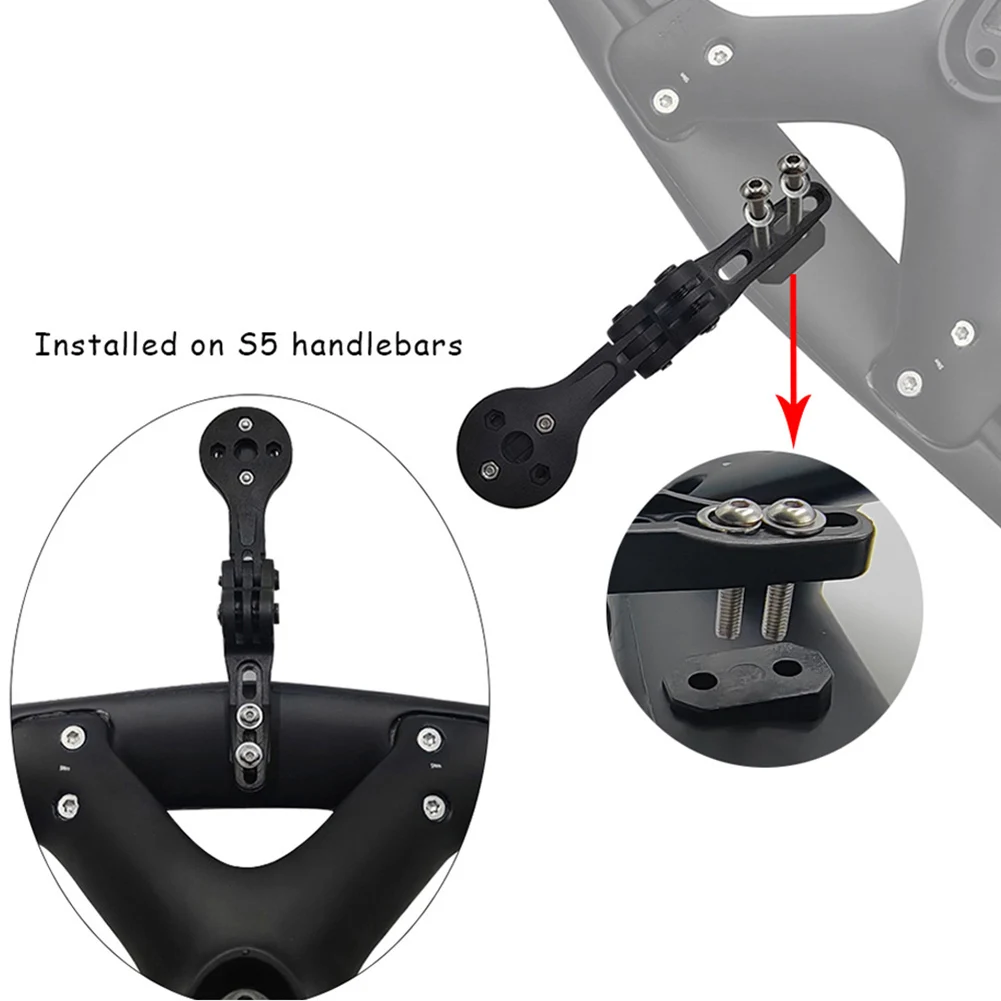 Computer Holder Rack Adjustable Bike Extension Computer Mount Centered Installation for Garmin Bryton Cateye S5 Bike Handlebar