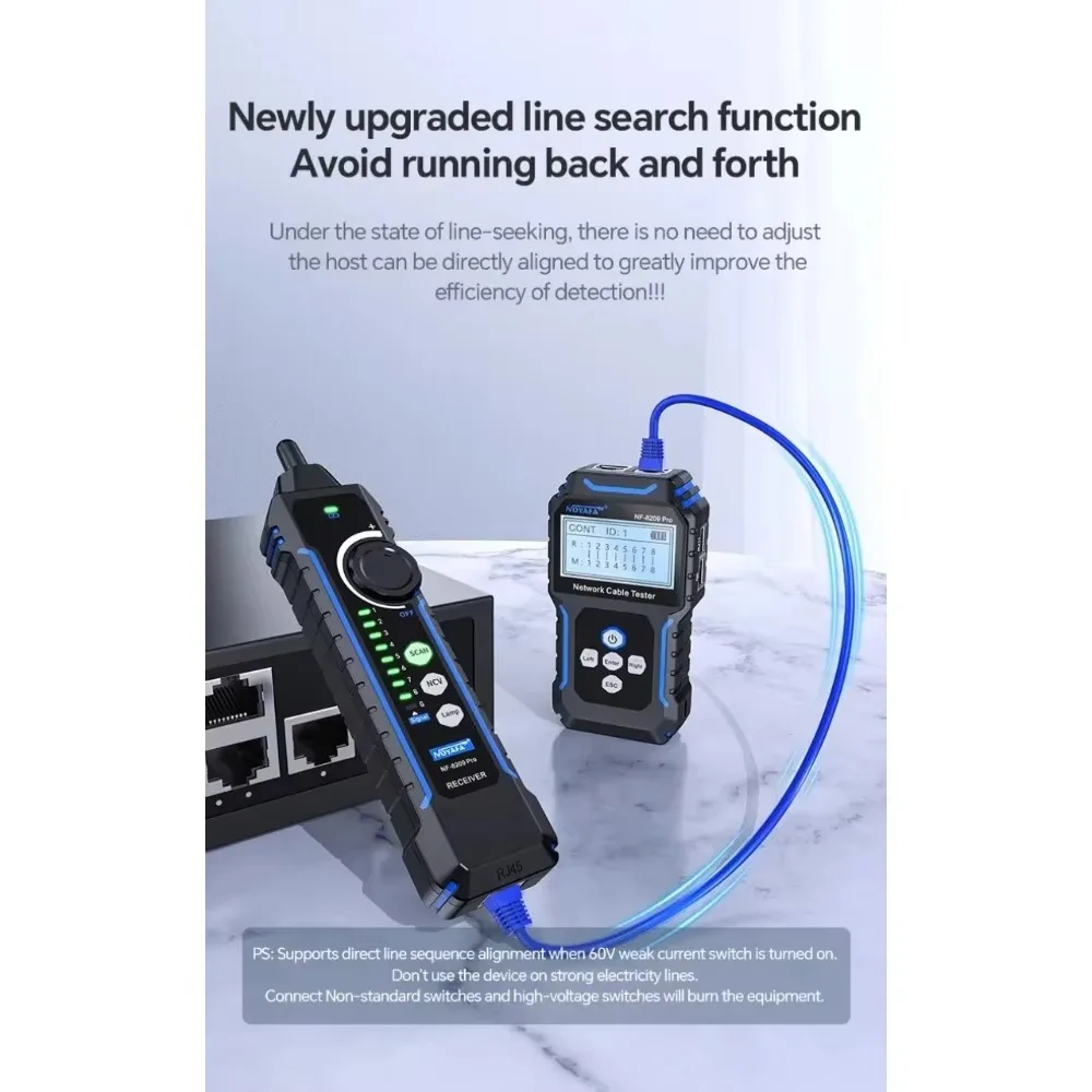 

NOYAFA NF-8209Pro Network cable locator length measurement PoE tester break short circuit cross detector rj45 Connector tester