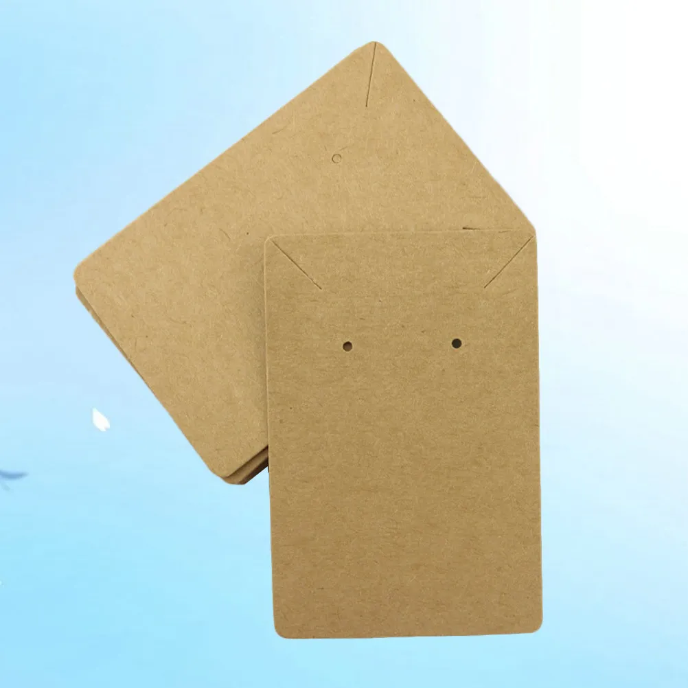 20Pcs Kraft Paper Earring Display Cards 6x9cm Brown Flat Rectangular Jewelry Cards with 2 Holes 2 Slots for Earrings Necklaces