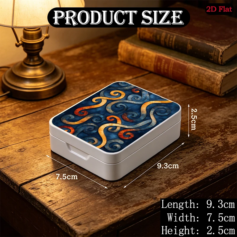 Orange and Blue Swirl Pattern Theme Pocket Portable UV Printed Tin Box, Flip Top Custom Tinplate Box, Travel Storage