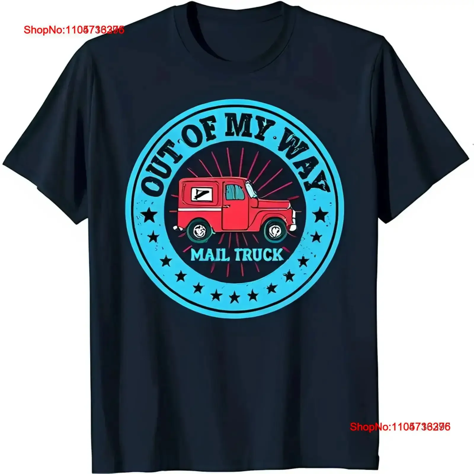 Out of My Way Mail Truck T Shirt Fun Red Design with Sta vintage Washed Stylish fashion streetwear Casual Stretched vintage