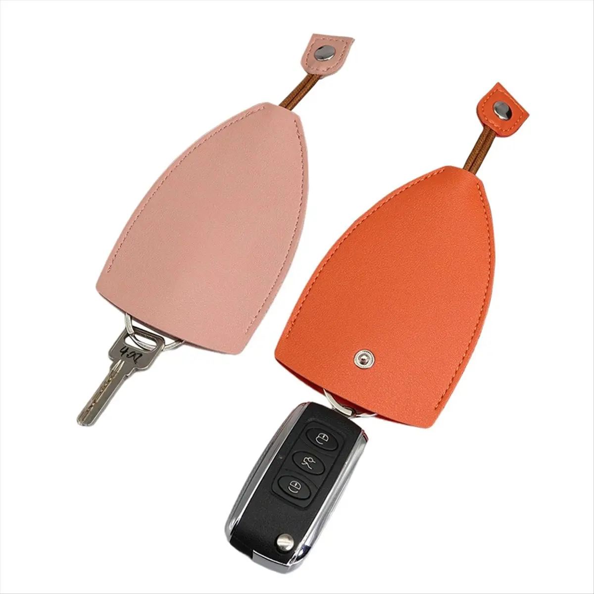 B-est 8Pack Pull Out Key Case, Pull-Out Cute Large-Capacity Car Key Case, Stylish PU Leather Key Wallets
