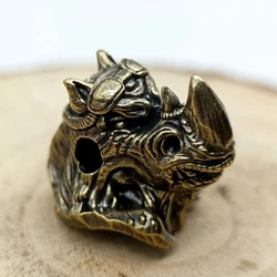Rhinoceros Head Brass Knife Beads EDC DIY Paracord Woven Bracelets Lanyard Pendants Accessories Outdoor Tool Hangings Charms 