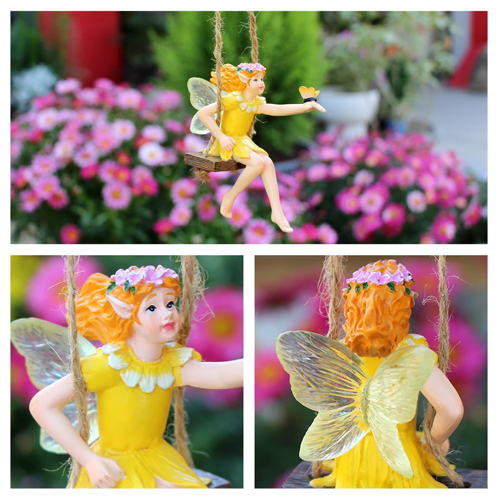 

Outdoor Tree Pendants Flower Garden Accessory Swing Statue Hanging Ornament Fairy for Decor Figurine