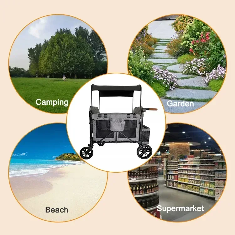 Cross-border Special Offers Collapsible Children Luxury Folding Heavy Duty Utility Cart Outdoor Foldable Garden Camping Wagon