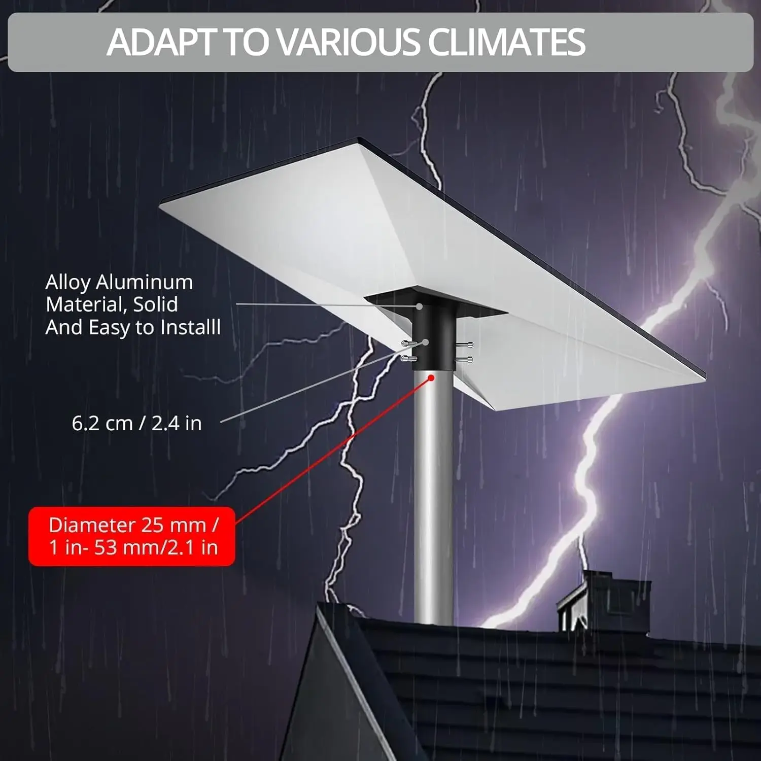 Adattatore per tubo Justech Starlink Gen 3, 360 °   Il supporto per palo Starlink regolabile in lega di alluminio si adatta a pali da 1" a 2,1", adattatore per tubo