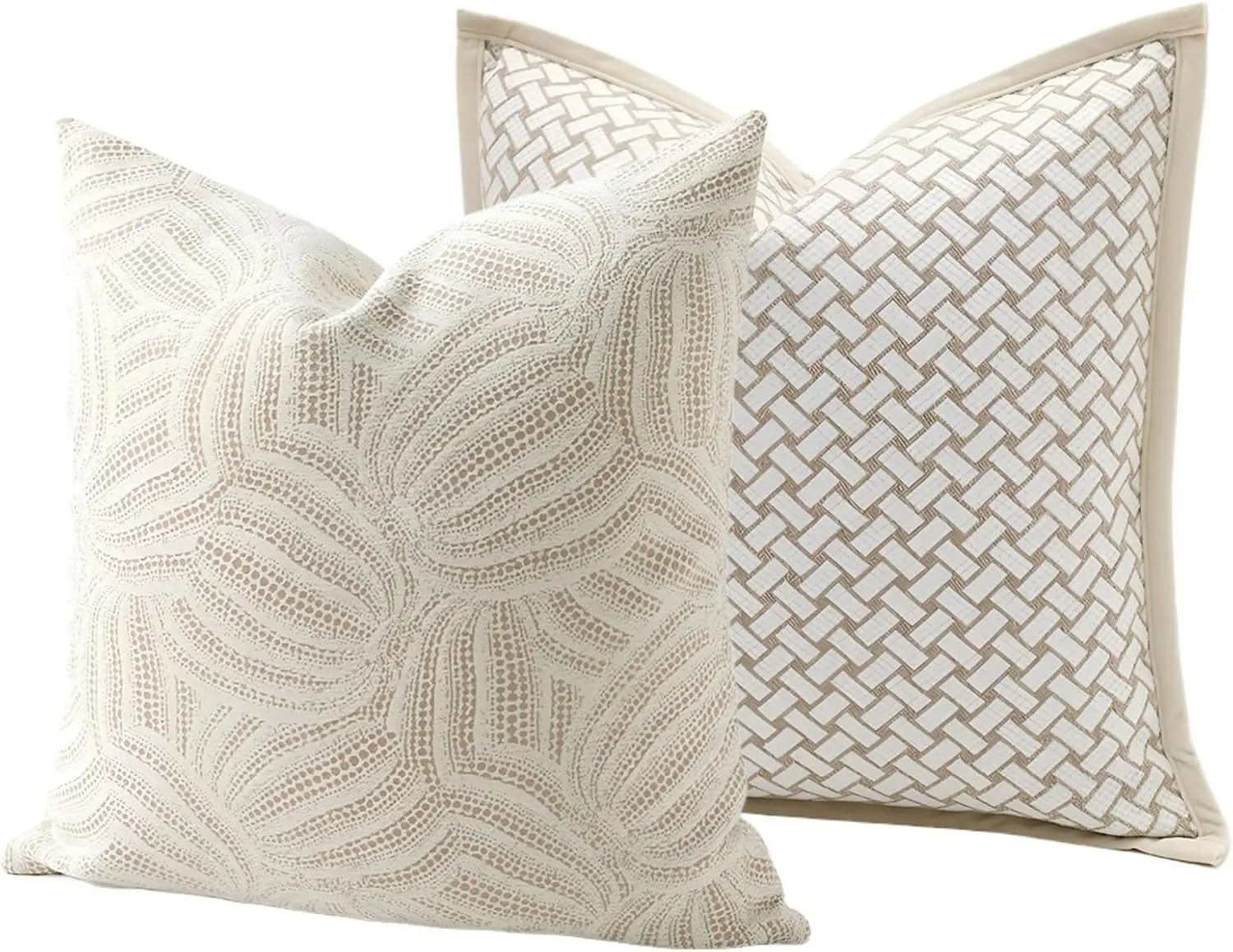 Vintage Boho Pillow Covers, Floral Geometric Chenille Jacquard Throw Cushion Cases 18x18 For Sofa Couch Bed Living Room Decor