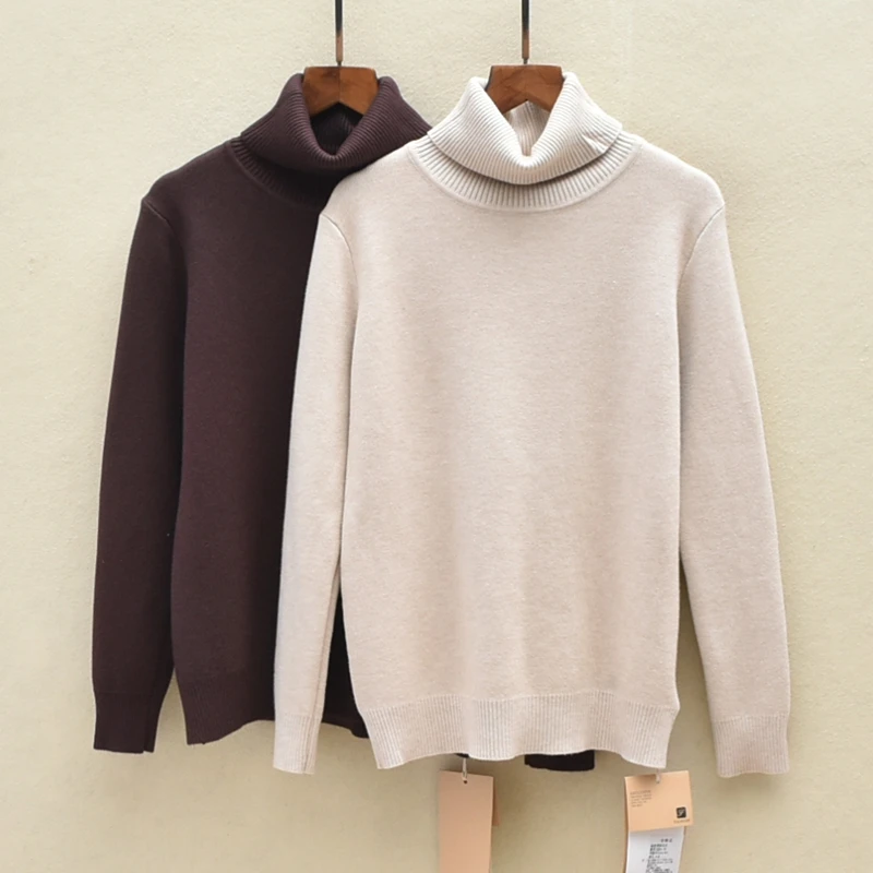 

Цельный облегающий женский свитер Fce Long Sve с высоким воротником, однотонный, осенне-зимний, удобный, мягкий