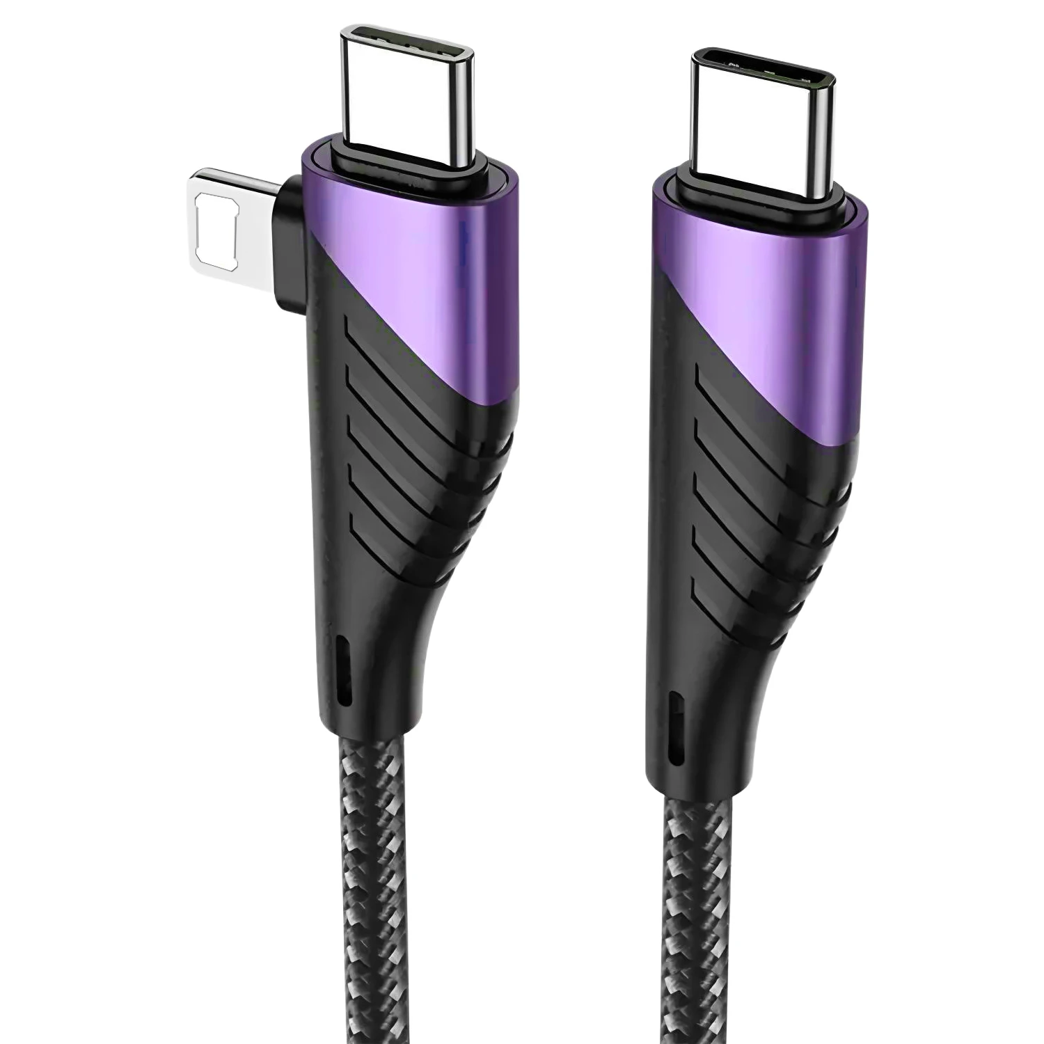 90 Degree Angle 2 in 1 Type C Charger USB Cable Type C Lighting Fast Charge Cable For iPhone 17 16 15 Pro Max iPad Xiaomi Huawei view 2