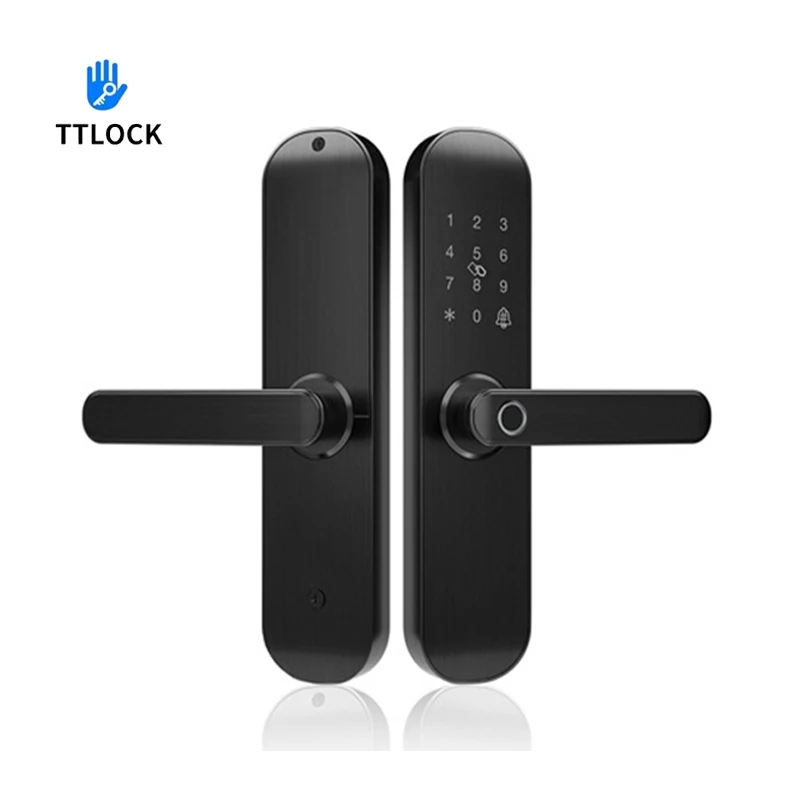 Imagem -06 - Ttlock App Biométrico Eletrônico Door Lock Black Digital Smart Lock Desbloqueio Remoto Keyless Lock Tuya App Desbloqueio de Impressão Digital Apartamento