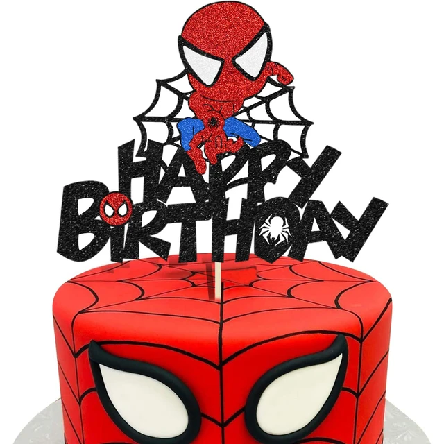 スパイダーマンクルーテーマのケーキデコレーション男の子子供誕生日パーティーの装飾のためのかわいいスーパーヒーローハッピーバースデーケーキトッパー -  AliExpress