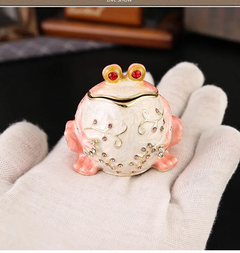 Frog Jewelry Box Accessory Storage Jar Diamond Inlaid Exquisite Home Decoration Ornament Ring Earrings Creative Birthday Gift