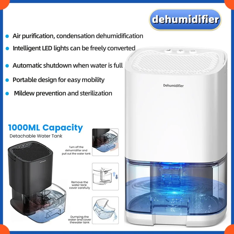 Air Dehumidifier Portable Mute Moisture Absorbers Machine Air Dryer For Home Bedroom Office Kitchen Deodorizer Dryer EU/US plug