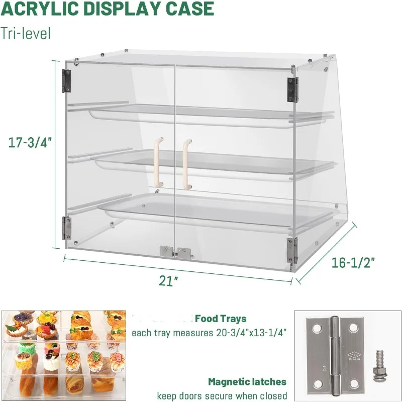 Vitrine Chamonix avec portes arrière, baquet commercial, 21 "x 17, 3/4" x 16, 1/2 ", 3 escalades