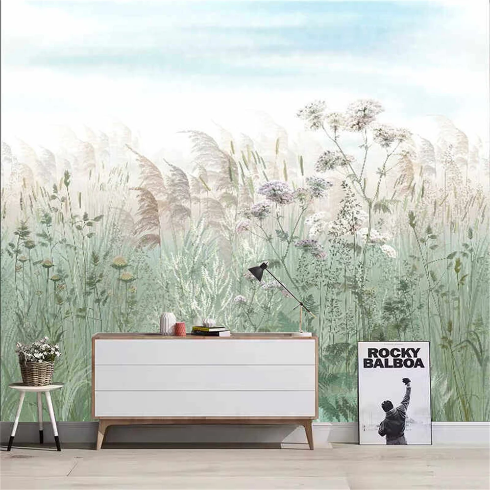 

custom Nordic Art Retro 3D Reed Jungle Wallpaper Living Room TV Background Premium art Wallpaper Wallcloth Mural Painting