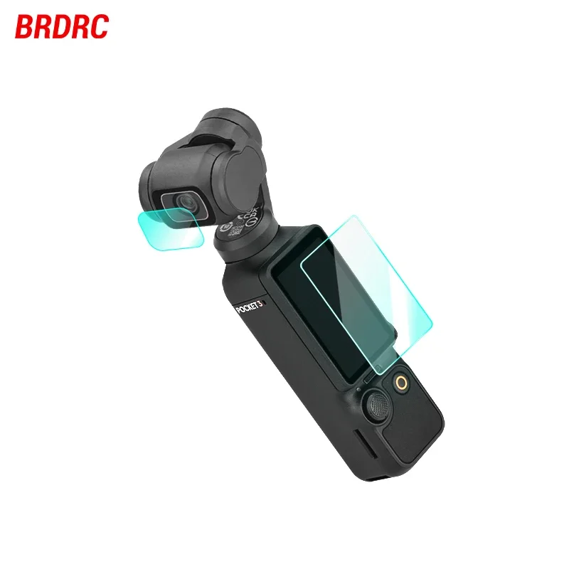 BRDRC Tempered Flim for DJI OSMO Pocket 3 LCD Screen Protector Lens Flim 9H Hardness Anti-scratch Bubbles Free Kit Accessory