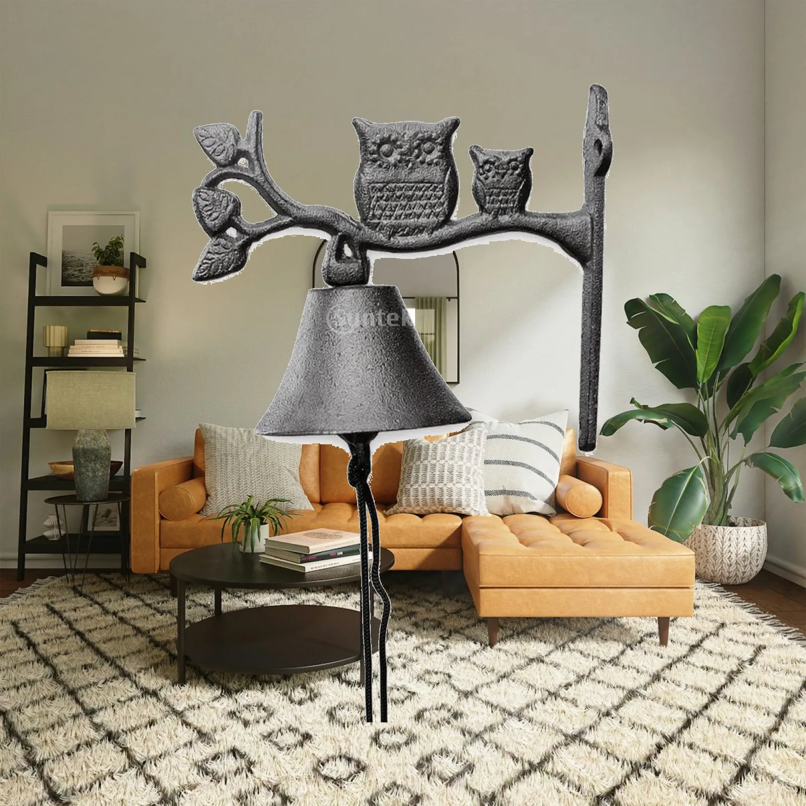 Entry Chime with Pull Cord Rustic Pull Entry Chime Bell Manual Decorative for Entryway, Porch