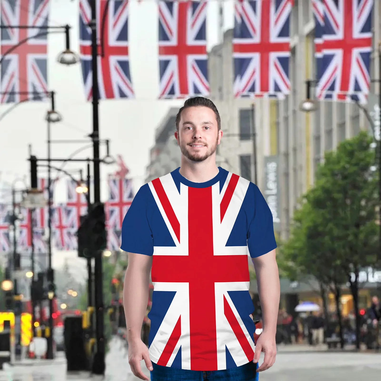 Union Jack T-Shirt Union Jack Flag T-Shirt Unisex British Round Neck Top For Men Women Girl Classic Union Jack Pattern Patriotic